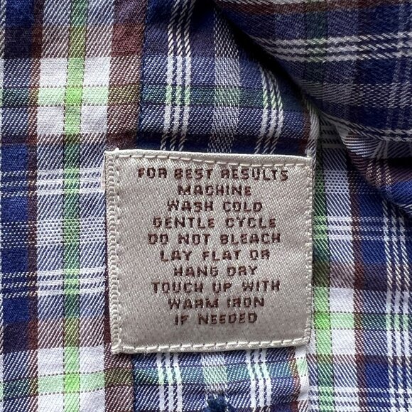 Peter Millar Blue & Green Plaid Button-Up 100% Cotton Shirt Mens Size XL - Picture 5 of 10